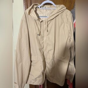 Pesion Women’s Waterproof Raincoat Lightweight Hooded W/ Pockets Sz 3XL ! Beige